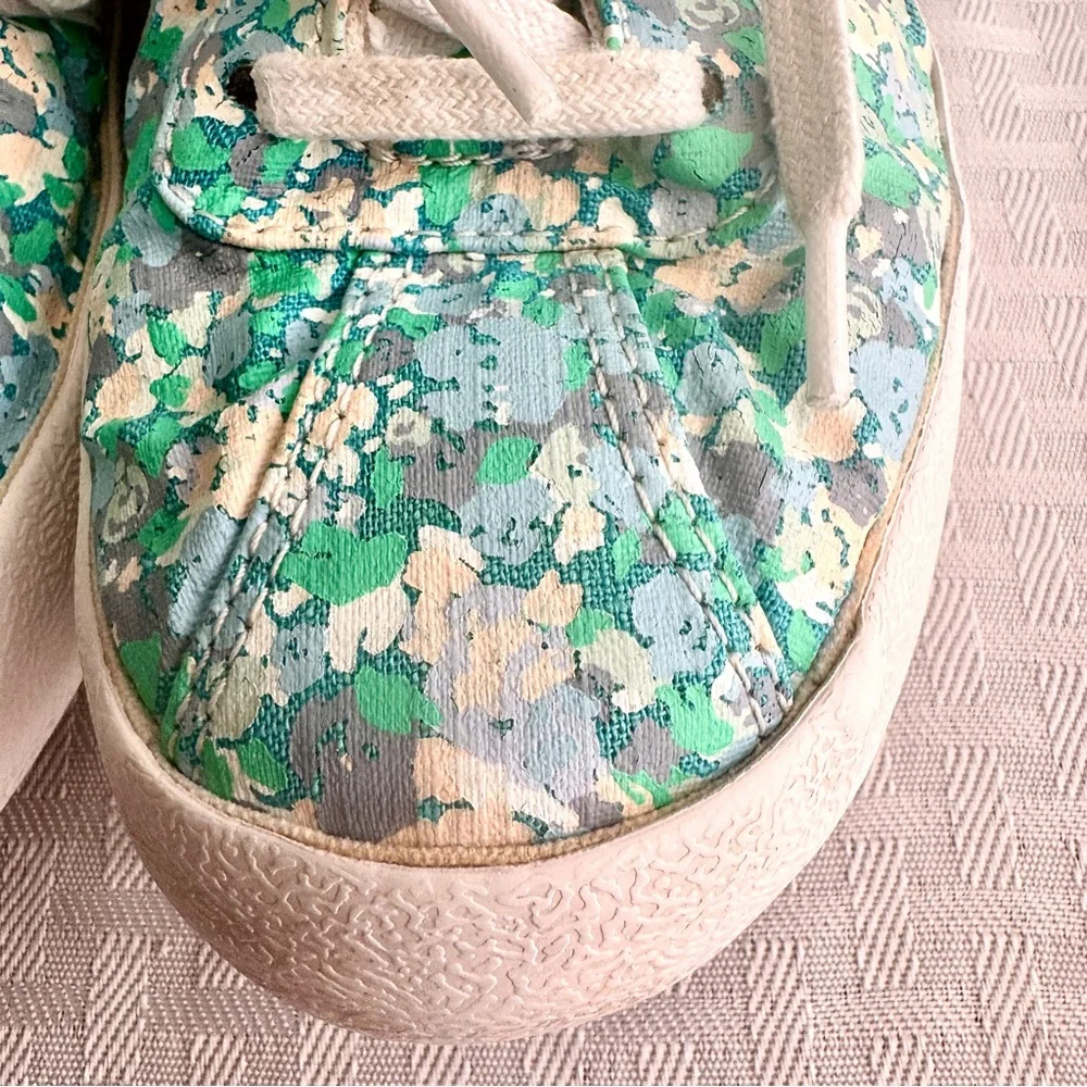 Converse One Star Women's‎ Floral Sneakers Green Blue Canvas Low Top Size 7